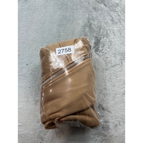 Old Navy Jacket Womens 3X Plus Tan Moto Zip Front Faux Suede Soft Stretch Coat - Picture 9 of 9